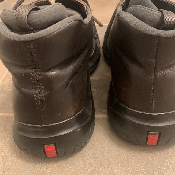 Prada Chunky Men's Combat Vibram Boot Brown Leather T0330 Size 7.5 - Picture 6 of 11